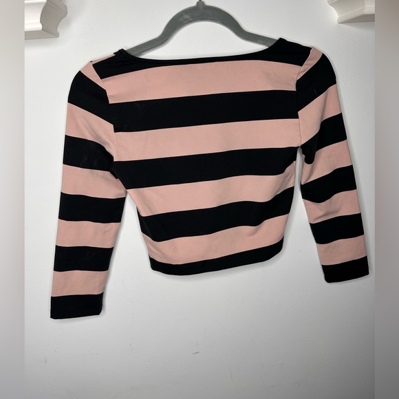 Bebe black/pink striped crop top - Picture 4 of 6